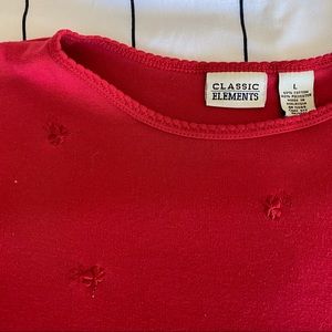 CLASSIC ELEMENTS| adorable red shirt with little flowers on it